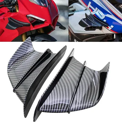 2PCS Carbon Fiber Motorcycle Winglet Side Spoiler Air Deflector Wing ABS • $12.34