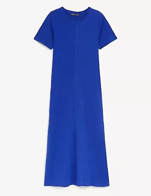 M&S Collection Midaxi Dress Size 12 Or 14 Royal Blue Cotton Jersey New • £16.99