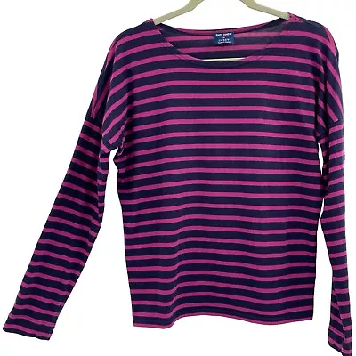 Saint James X J Crew Top Women Size Small Navy Purple Breton Stripe Long Sleeve • $43