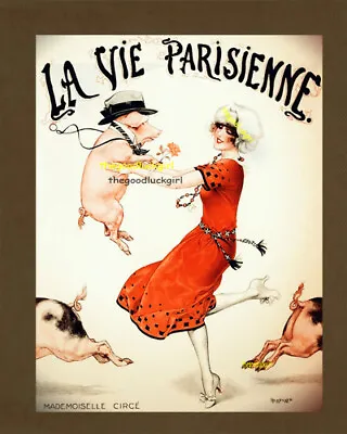 5x7 Vintage 1924 MADAMOISELLE CIRCE La Vie Parisienne Farm Animal Pig Art Print • $7.99