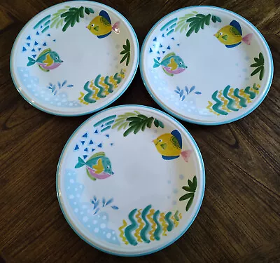 Set Of 3 Studio Nova Barrier Reef 10 7/8  Dinner PlatesY2310 Beach Fish Theme-Ex • $18