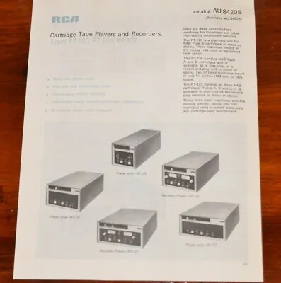$19.99 • Buy RCA Broadcast Cartridge Tape Players & Recorders RT-125 RT-126 -12 Vtg Brochure