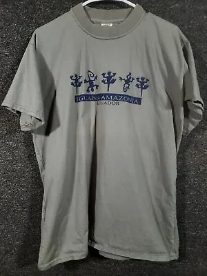 Andes Iguana Amazonia Ecuador T-Shirt Mens Short Sleeve Size XL Gray • $9.25