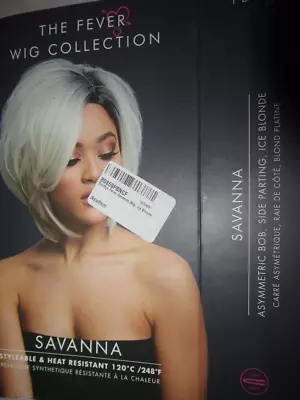 Fever Collection Savanna Ice Blonde Asymmetric Bob Side Part Wig Heat Styleable • $22.49