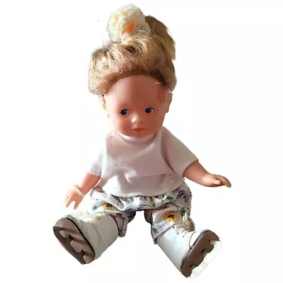 Vintage Corolle SA Poupee Ice Skating Toddler Doll 8  Floral Pant Blue Eyes • $19.99