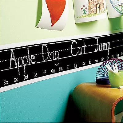 $16.99 • Buy WALLIES ALPHABET CHALKBOARD Border Wall Stickers Letters 76  Wide Decals Chalk