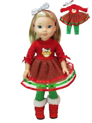 Dress Legging Headband Christmas Wellie Wisher American Girl Paola Reina Doll • $11.50