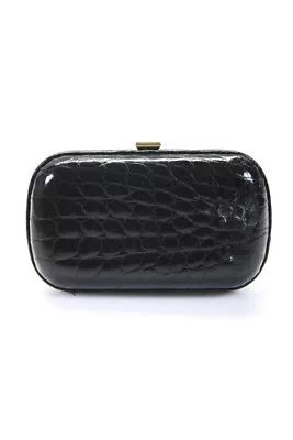 Bottega Veneta Womens Small Vintage Crocodile Minaudiere Clutch Handbag Black • $557.99