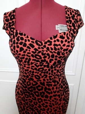 £7.99 • Buy FABULOUS Sexy Red/black Flocked Stretch 50's Wiggle Dress By Jane Norman Size 14