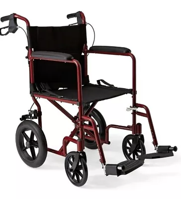 Medline Lightweight Foldable Transport Wheelchair With Handbrakes 12  Wheels • $140