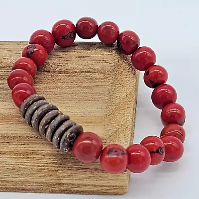 ESPERANZART  Coco  Red Acai Berry & Coconut Beaded Stretch Bracelet • $4