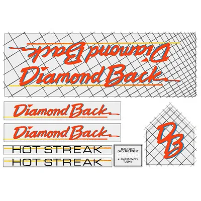 Diamond Back - 1985 Hot Streak - For Grey Frame Decal Set - Old School Bmx • $71.50