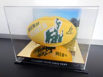 ✺New✺ Rugby Union Football Gold Mirror DISPLAY CASE - Wallabies All Blacks Lego • $174.99