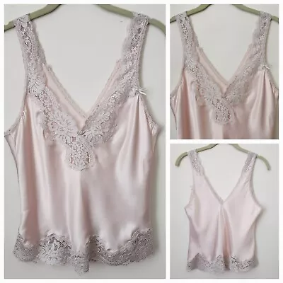 Vintage Oscar De La Renta Lingerie Sleepwear Intimate Lace Cami Tank Top 36 Pink • $19.95