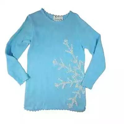 Vintage Quacker Factory Pearl Beaded Sequin Snowflake Sweater Sz M • $24.99