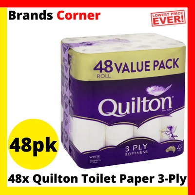 $32.99 • Buy 48x Quilton Toilet Paper Tissue Rolls 3-Ply 180 Sheets 30% OFF Free Shipping.