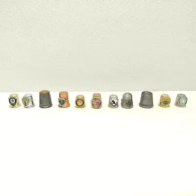 Lot Of 11 Thimbles Vintage Collection Misc. Metal States And Places • $14.90