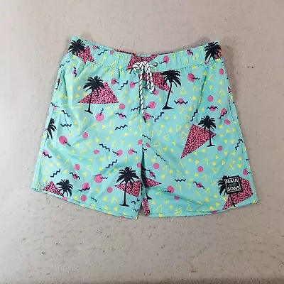 Maui And Sons Swim Trunks Bathing Suit Shorts Men's Large Blue FLAWED • $15.31