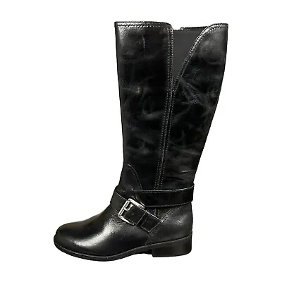 Me Too DARCEY Womens 10M Tall Leather Riding Boot Black NEW • $84.98