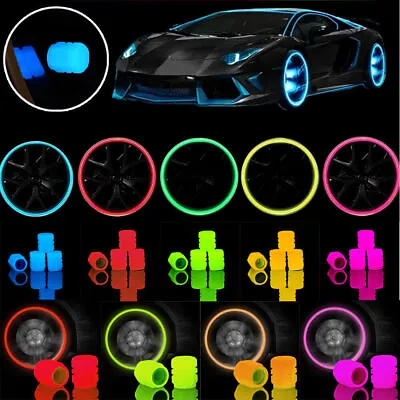 $1.88 • Buy 4PCS Fluorescent Luminous Car Tire Valve Cap Bike Tire Valve Stem Caps Universal