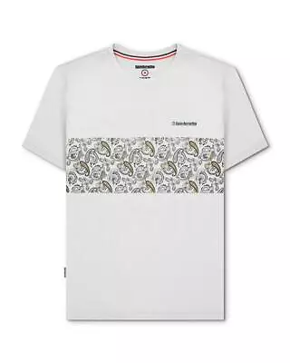 Lambretta Paisley Panel Short Sleeve T-shirt Vallarta Blue Or White • £15