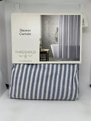 Threshold Target Shower Curtain Blue Ticking Stripe Pinstripes • £14.45