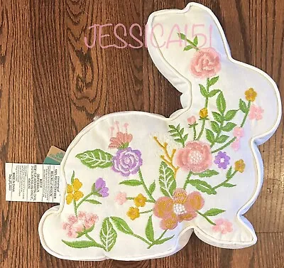 Way To Celebrate Easter Bunny Shaped Floral Embroidered Throw Pillow Rabbit 2024 • $35.51