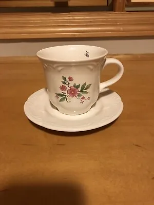 $9 • Buy Pfaltzgraff Meadow Lane Tea Cup Mug & Saucer Pink Flower With Butterfly