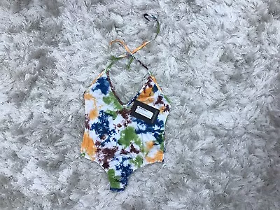 £3.49 • Buy BNWT   PRETTY LITTLE THING Halterneck Tie Dye Colourful  Bodysuit Size 8 Low P&P