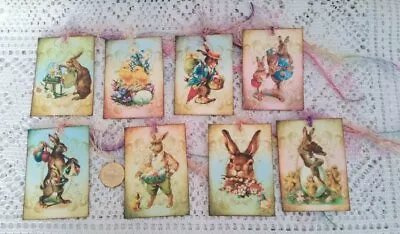 8~Easter~Vintage~Primitive~Victorian~Linen Cardstock~Gift~Hang~Tags • $10