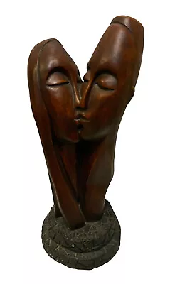 Mid Century Modern Figurative Statue Ceramic Couple Lovers Embracing 18  • $99