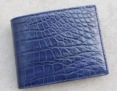 Blue Genuine Crocodile - Alligator Skin Leather Men's Bifold Wallets #N50 • $58
