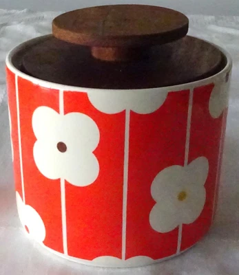 £16 • Buy Orla Kiely Orange, Abacus Ceramic, 1Ltr Storage Jar, Wooden Lid.