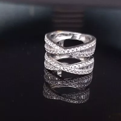 2.00Ctw Round Cut Moissanite Enhancer Wrap Guard Ring 14K White Gold Finish • $149.99