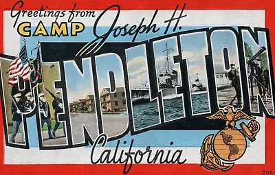 1940s CWWII USMC Marine Corps Base Camp Joseph H Pendleton Oceanside Ca Postcard • $14.99