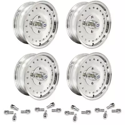 Set Of 4 15  X 5-1/2  Vw Bug 4 Lug Polished Empi Smoothie Wheels & Lug Bolts • $959.95