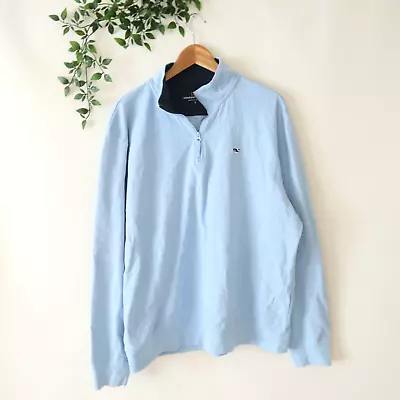 Vineyard Vines Men's Blue 1/4 Zip Pullover Cotton Sweater Size Large • $14.99
