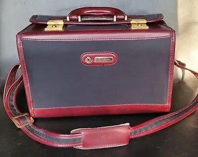Vintage Samsonite Red Faux Leather & Black Vanity Toiletry Case With Strap • £30