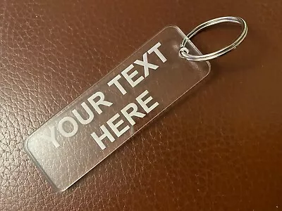 £1.69 • Buy Key Fob Keyring Hotel Bag Fobs Tag Clear Acrylic [Engraved Personalised] Plastic
