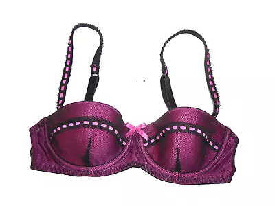 La Senza Padded Balcony Bra Size 32A Cerise Satin & Mesh Bnwts £20 • £9.99