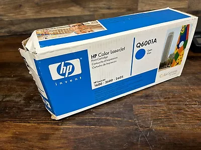 HP Q6001A CIAN CYAN LaserJet Print Cartridge Sealed BOX CRUSHED ON ONE SIDE • $35