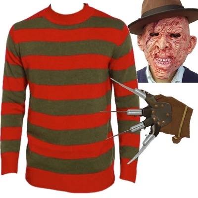 £49.98 • Buy Adult Mens Freddy Krueger Horror Mask Jumper Glove Halloween Fancy Dress Costume