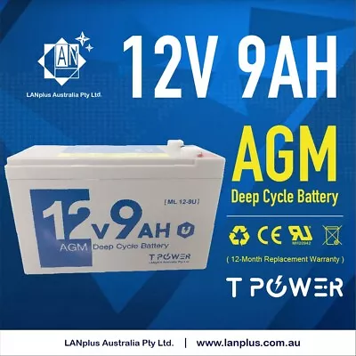 Tpower 12V 9AH SLA AGM Battery 60CCA Same Size As 12V 9ah 12v 7.5ah • $39.99