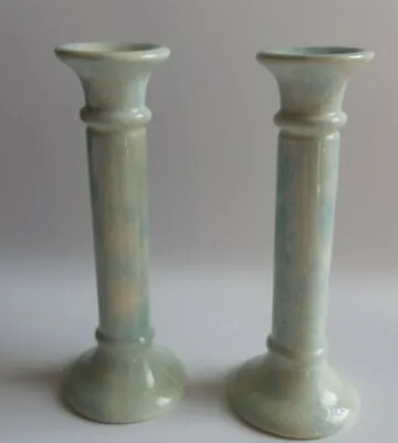 Two Babbacombe Pottery Candle Holders Sticks Blue Cream Lowndes Pateman 19cm • £12