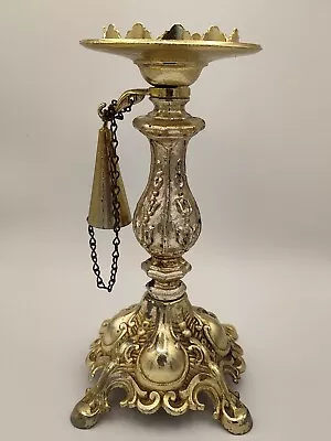 Rare MCM Vintage Gold Colored Metal Baroque Style Candlestick Holder About 10 In • $20.95