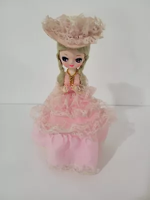 Vintage Big Eyes Bradley Doll Victorian Style Pink Lace Ruffle Dress Korea • $15