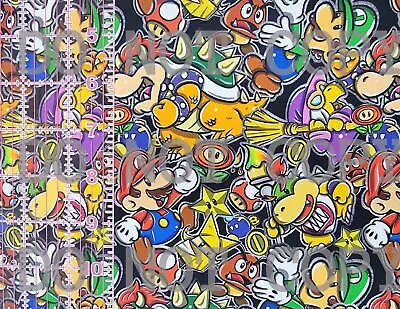 Custom 100% Cotton Woven Fabric Super Mario Brothers Video Game 1/4 Yard 9x56 V2 • $5.49