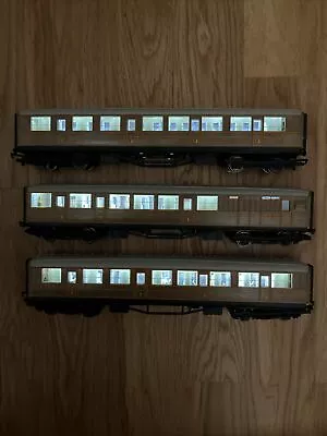 Hornby Gresley Teak Coaches WITH WORKING LIGHTS For A4s Flying Scotsman Etc. OO • £74.95