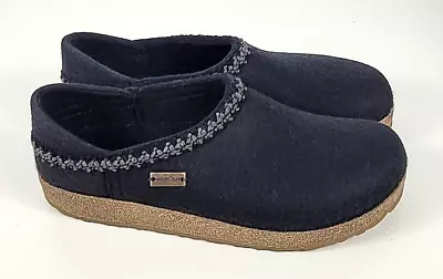 Haflinger Womens GRIZZLY ZIG ZAG Black Heeled Wool Clogs Slippers Sz 41 /US 10 • $79.99