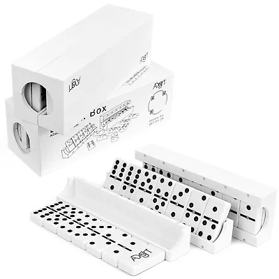 Domino Game Set Of 28 | Double 6s | Multiuse Box | Trays | White Tactile Plastic • $24.99